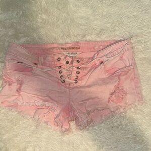 Billabong Light Pink Lace-Up Jean Shorts